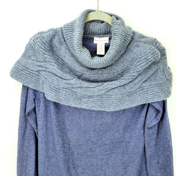 Soft Surroundings Retro Blue Cape Tunic Sweater Oversized S Soft Cozycore Prep - Picture 4 of 5